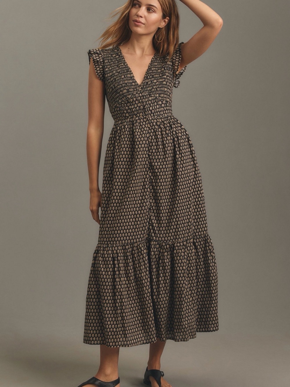 Anthropologie Peregrine Dress Cream Motif XXSP